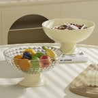 Fruit Tray Plate Holder Plastic Footed Snacks Vegetables Fruits Basket Bowl for Kitchen Counter Dining Room Tables Transparent Color