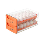 Double Layer Egg Drawer Transparent Lengthen Independent Slot Egg Holder Egg Storage Container for Refrigerator Orange