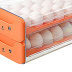 Double Layer Egg Drawer Transparent Lengthen Independent Slot Egg Holder Egg Storage Container for Refrigerator Orange