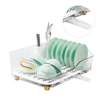Dish Drying Rack Plastic Visualize Diversion Effluent Dish Diversion Rack for Chopsticks Bowl Plate Spoon Transparent White