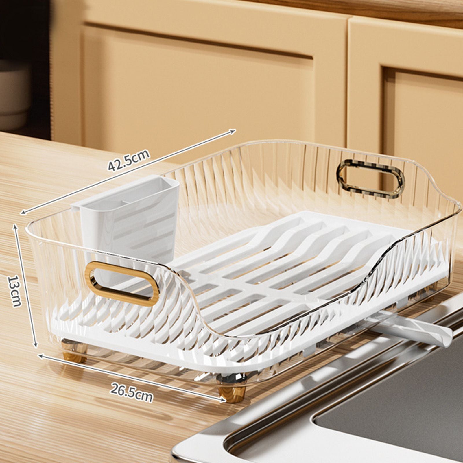 Dish Drying Rack Plastic Visualize Diversion Effluent Dish Diversion Rack for Chopsticks Bowl Plate Spoon Transparent White