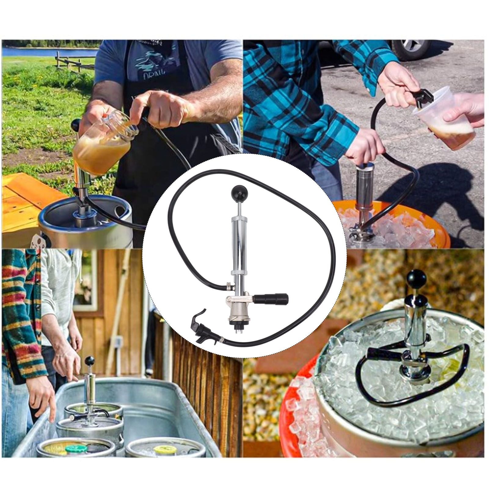 Beer Keg Pump 4inch Stainless Steel Keg Tap Hand Pump Picnic Beer Tap Kit for Homebrew Bars Restaurants Wedding