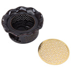 Teapot Warmer Ceramic Alloy Tea Warmer with Tea Light Holder Teapot Mat Hollow Out Flounce Design Black Copper Brown