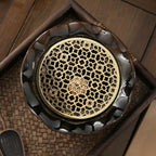 Teapot Warmer Ceramic Alloy Tea Warmer with Tea Light Holder Teapot Mat Hollow Out Flounce Design Black Copper Brown