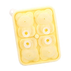 Little Bear Shape Ice Mold 4 Grids Silicone Ice Block Mould for Making Ice Cream Cake Candle Yellow