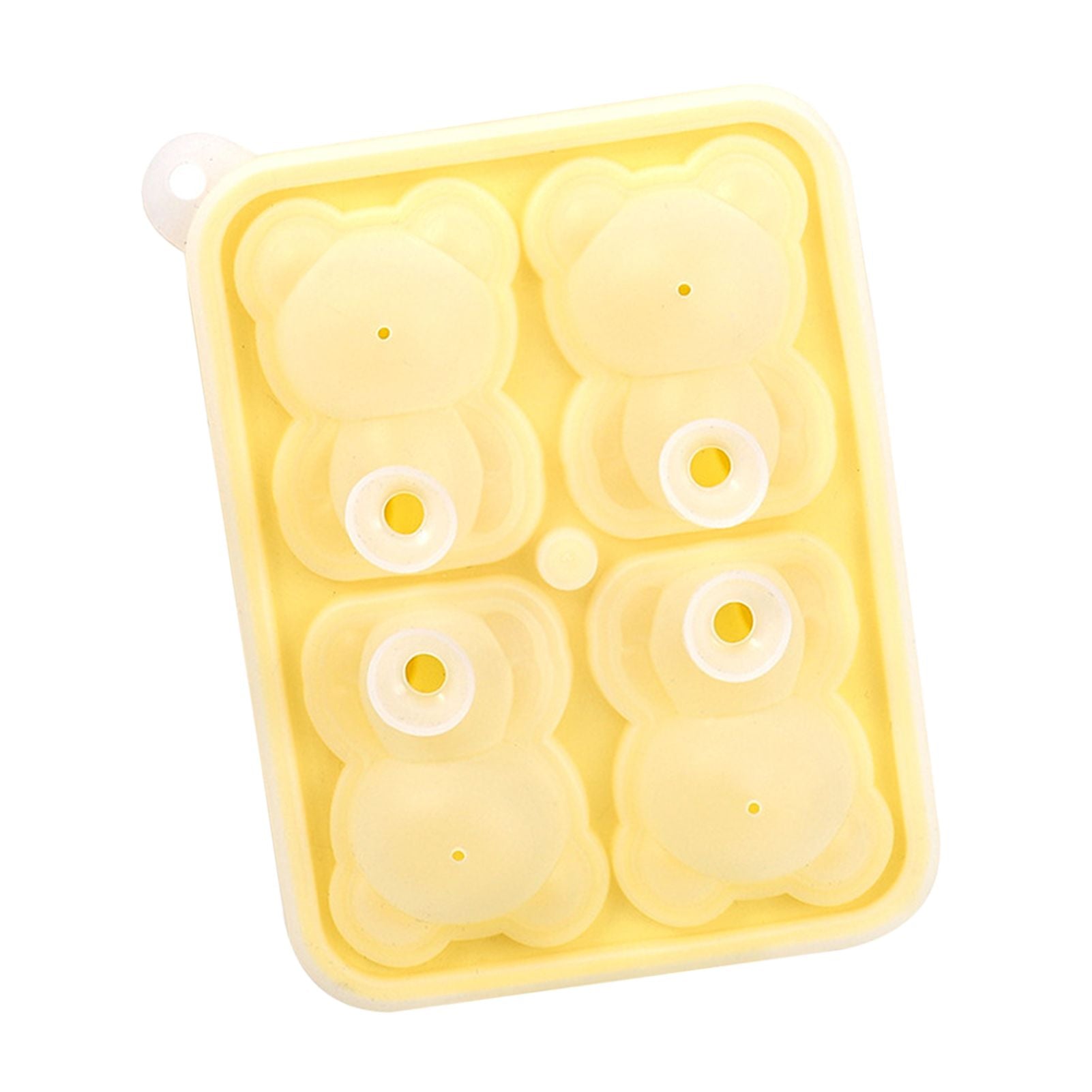 Little Bear Shape Ice Mold 4 Grids Silicone Ice Block Mould for Making Ice Cream Cake Candle Yellow