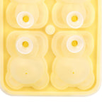Little Bear Shape Ice Mold 4 Grids Silicone Ice Block Mould for Making Ice Cream Cake Candle Yellow