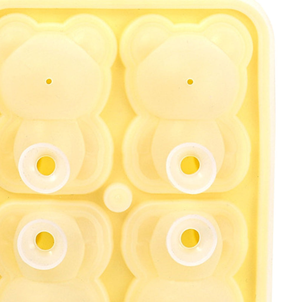 Little Bear Shape Ice Mold 4 Grids Silicone Ice Block Mould for Making Ice Cream Cake Candle Yellow