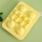 Little Bear Shape Ice Mold 4 Grids Silicone Ice Block Mould for Making Ice Cream Cake Candle Yellow