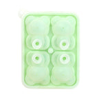 Little Bear Shape Ice Mold 4 Grids Silicone Ice Block Mould for Making Ice Cream Cake Candle Green