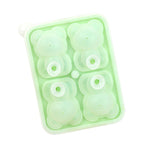 Little Bear Shape Ice Mold 4 Grids Silicone Ice Block Mould for Making Ice Cream Cake Candle Green
