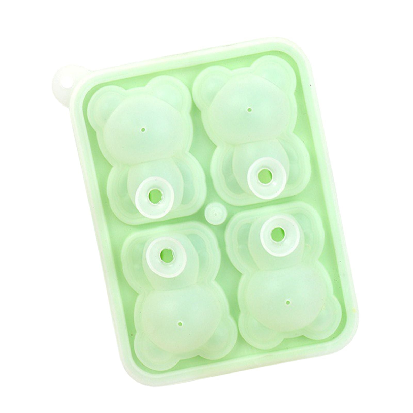 Little Bear Shape Ice Mold 4 Grids Silicone Ice Block Mould for Making Ice Cream Cake Candle Green