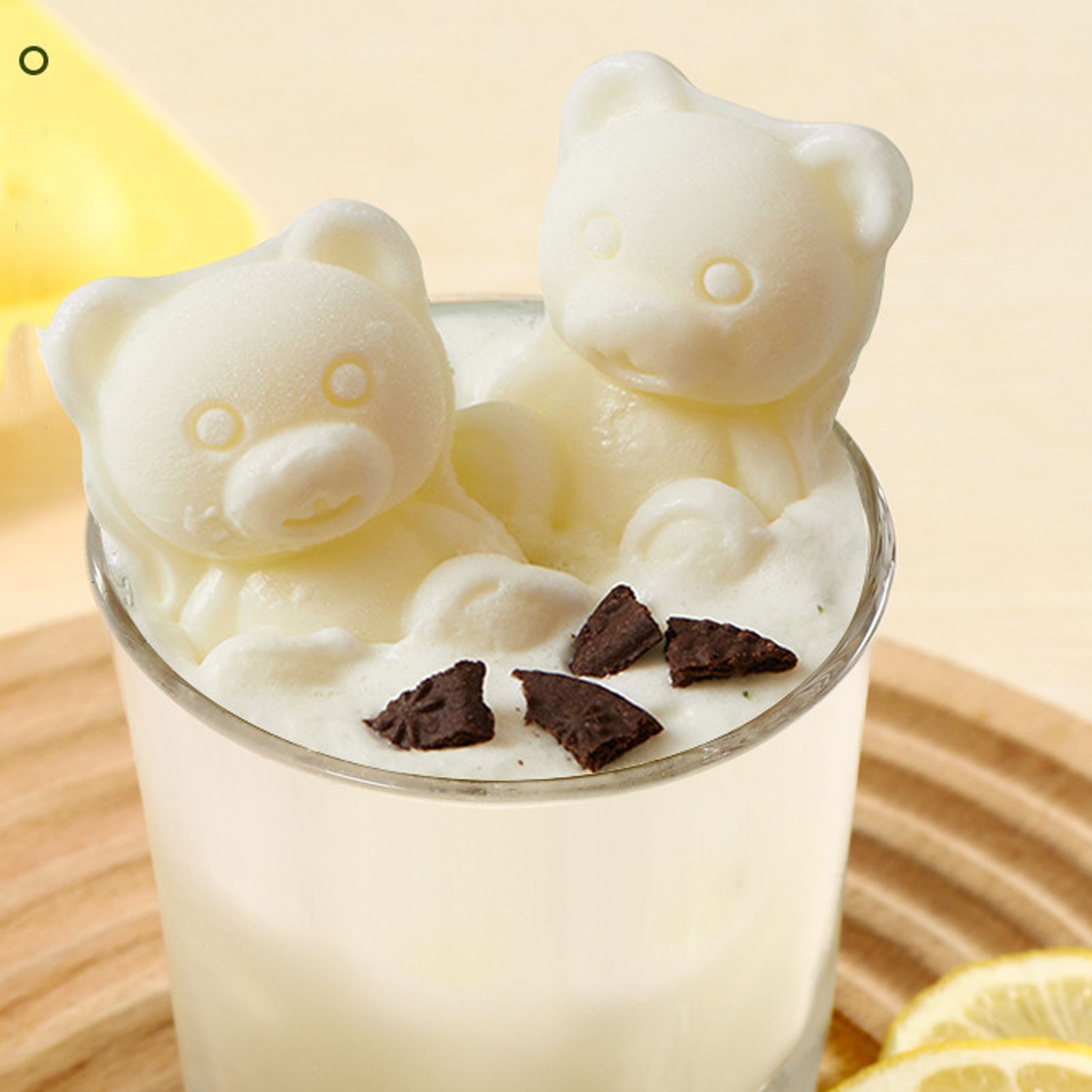 Little Bear Shape Ice Mold 4 Grids Silicone Ice Block Mould for Making Ice Cream Cake Candle Green