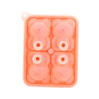 Little Bear Shape Ice Mold 4 Grids Silicone Ice Block Mould for Making Ice Cream Cake Candle Pink