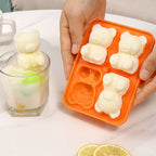 Little Bear Shape Ice Mold 4 Grids Silicone Ice Block Mould for Making Ice Cream Cake Candle Pink