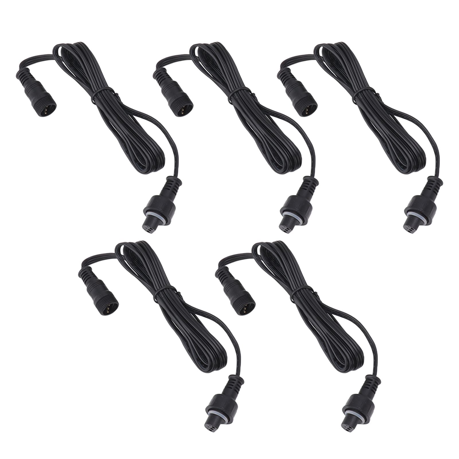 5pcs 4.9ft Deck Light Extension Cable IP67 Waterproof Extension Cord with Male and Female 3Pin Connectors for Outdoor