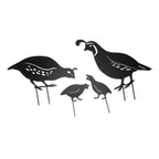 4pcs Outdoor Quail Family Yard Decor Innovative Iron Art Hand Crafted Metal Quail Stake Statue for Outdoor Garden Yard