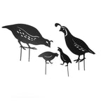 4pcs Outdoor Quail Family Yard Decor Innovative Iron Art Hand Crafted Metal Quail Stake Statue for Outdoor Garden Yard
