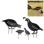 4pcs Outdoor Quail Family Yard Decor Innovative Iron Art Hand Crafted Metal Quail Stake Statue for Outdoor Garden Yard