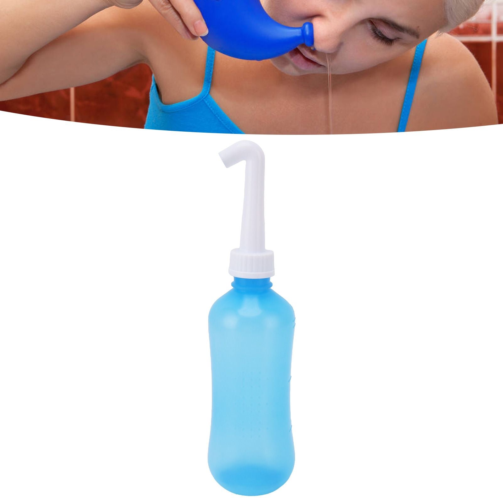 Nasal Irrigation Manual Sinus Rinse Bottle Pressure Nose Wash Cleaner for Children Adults Kids 310ml+ Single Hole Head