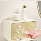 Tissue Box Cover Wall Mounted 2 in 1 Waterproof Tissue Holder Dispenser Box Cover for Bathroom Milky White