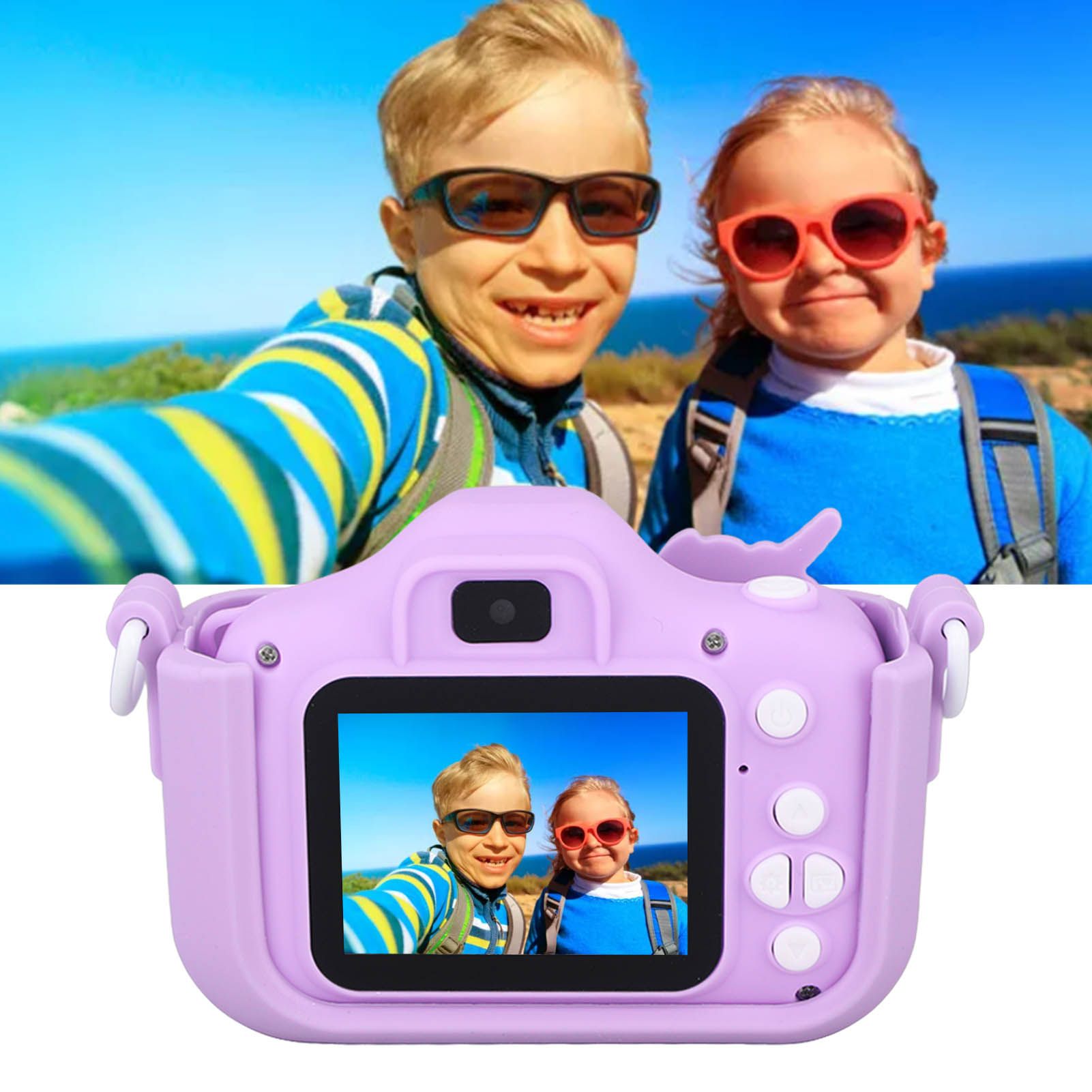 Kids Camera Dual Camera 2.0in IPS Screen 1080P Video Camera Toy with 32G Memory Card Purple