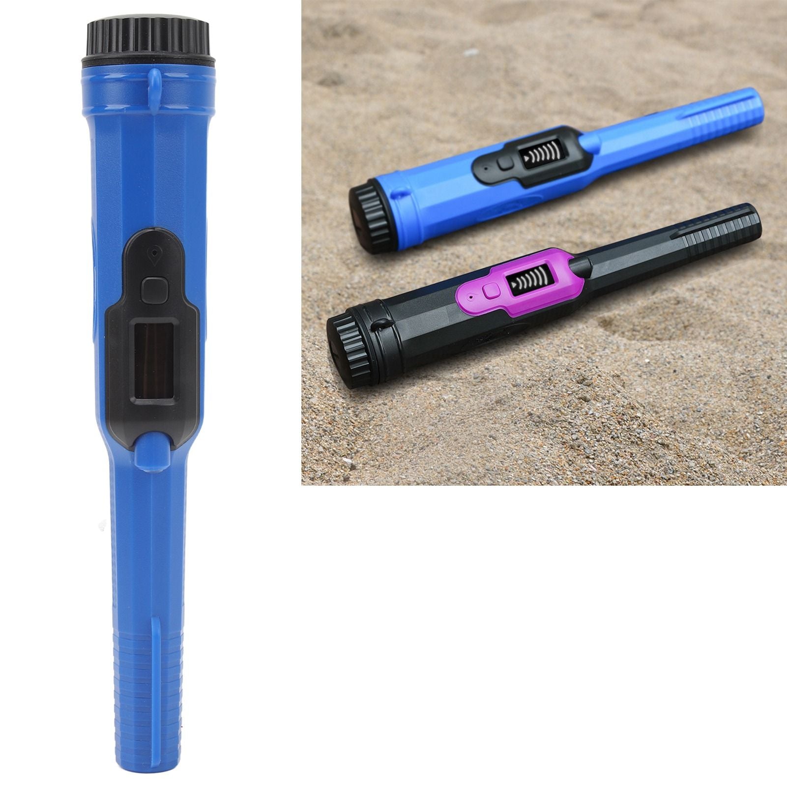 Metal Detector Outdoor Treasure Hunting Expedition Detector Bar Waterproof High Sensitivity Positioning Pointer Blue and Black