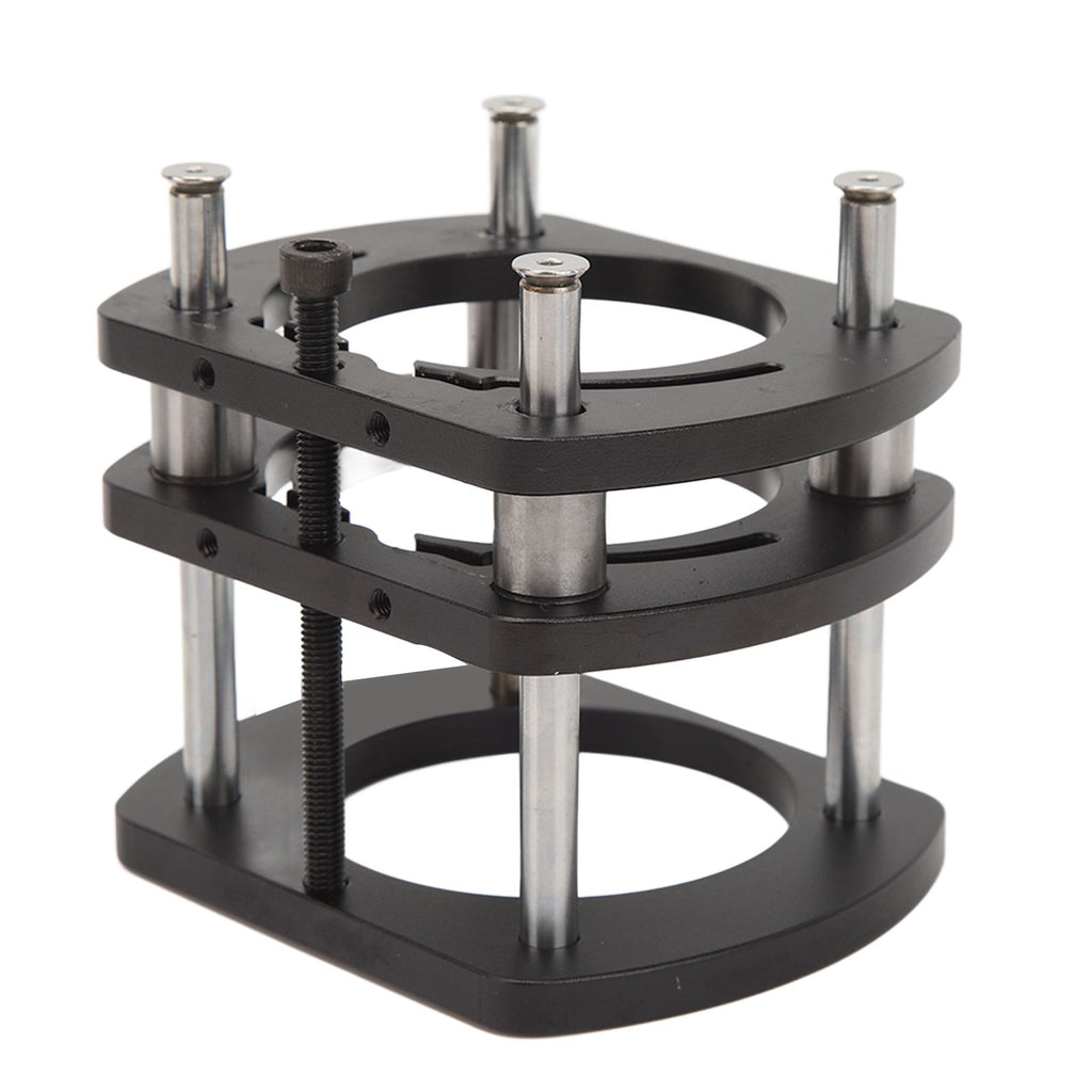 Trimming Machine Router Lift Table Base Aluminum Alloy Router Lift System with 4 Jaw Clamping Black
