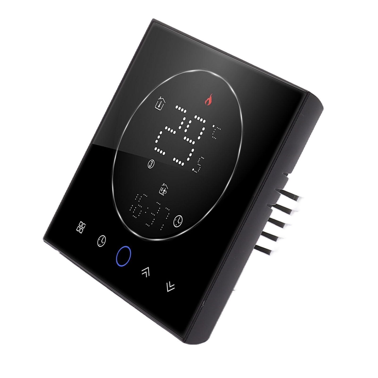 Wireless Smart Thermostat for Home Accurate Programmable Thermostat Wall Mounted Boiler Thermostat AC95‑240V Square Black