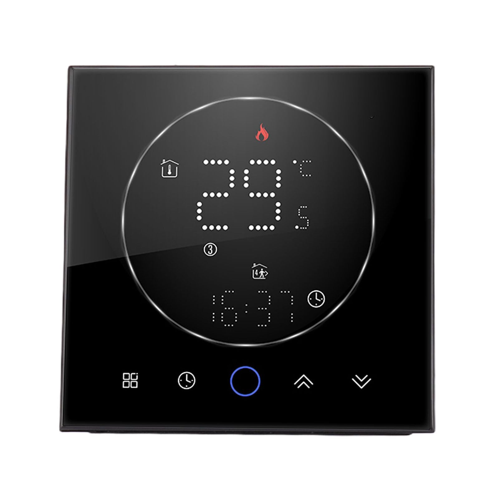 Wireless Smart Thermostat for Home Accurate Programmable Thermostat Wall Mounted Boiler Thermostat AC95‑240V Square Black
