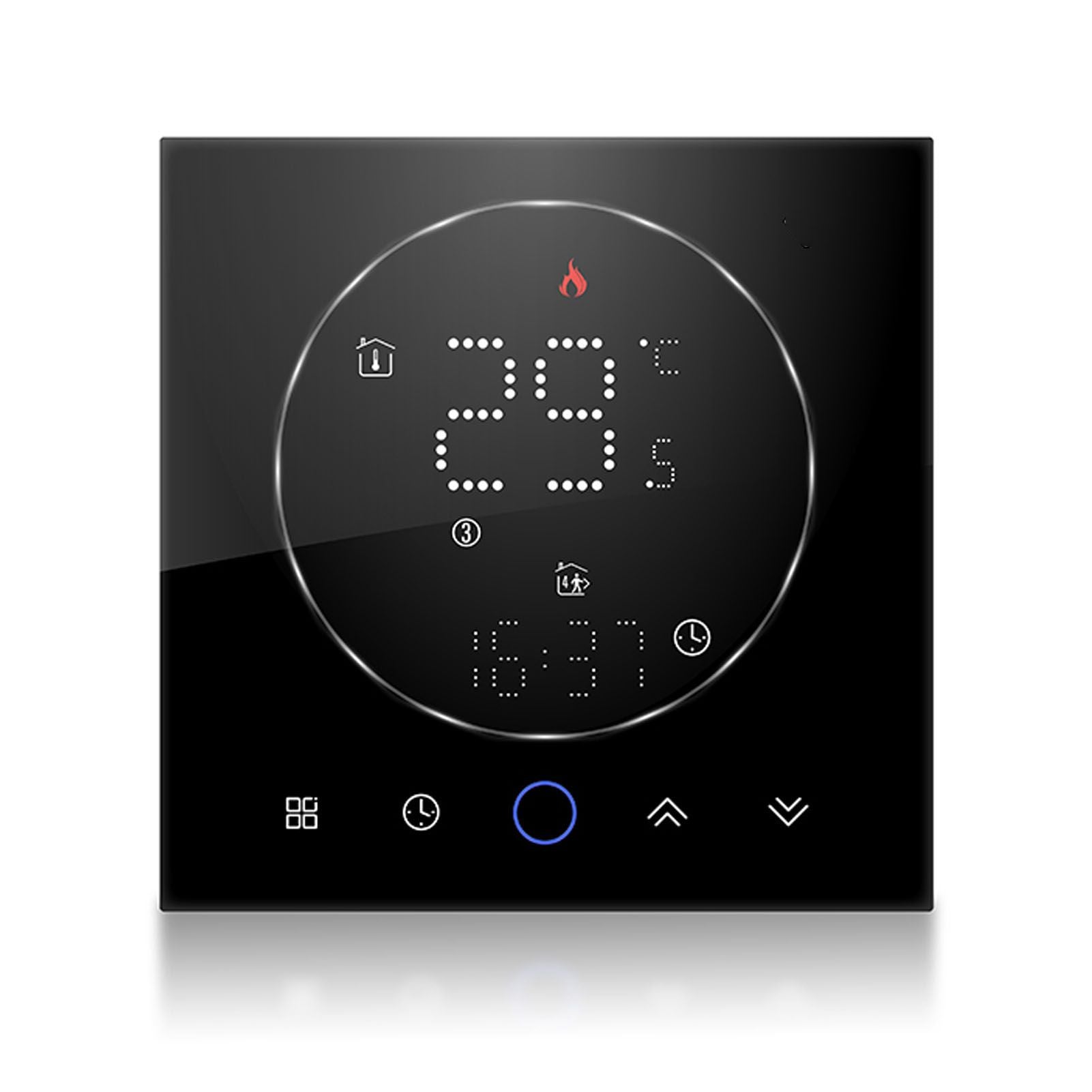 Wireless Smart Thermostat for Home Accurate Programmable Thermostat Wall Mounted Boiler Thermostat AC95‑240V Square Black