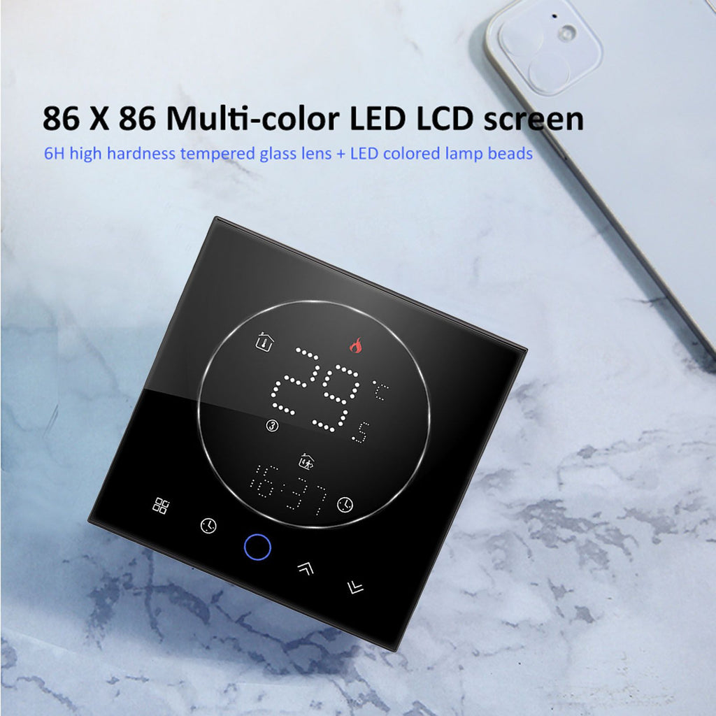 Wireless Smart Thermostat for Home Accurate Programmable Thermostat Wall Mounted Boiler Thermostat AC95‑240V Square Black
