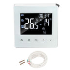 Digital Thermostat Screen Programmable Home Thermostat with 3 Meter Sensor Line for Electric Floor Heating Home Hotel Office AC90‑240V White Without WiFi