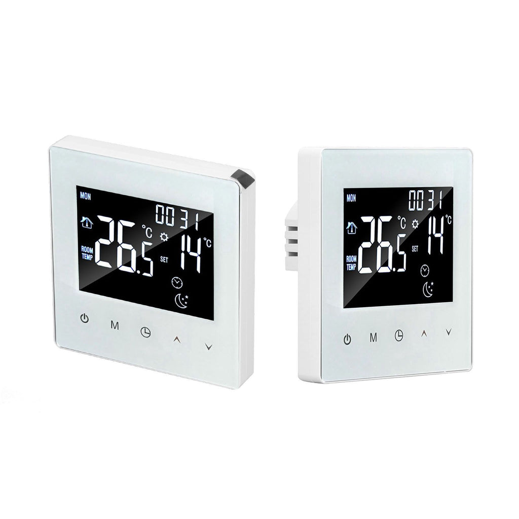 Digital Thermostat Screen Programmable Home Thermostat with 3 Meter Sensor Line for Electric Floor Heating Home Hotel Office AC90‑240V White Without WiFi