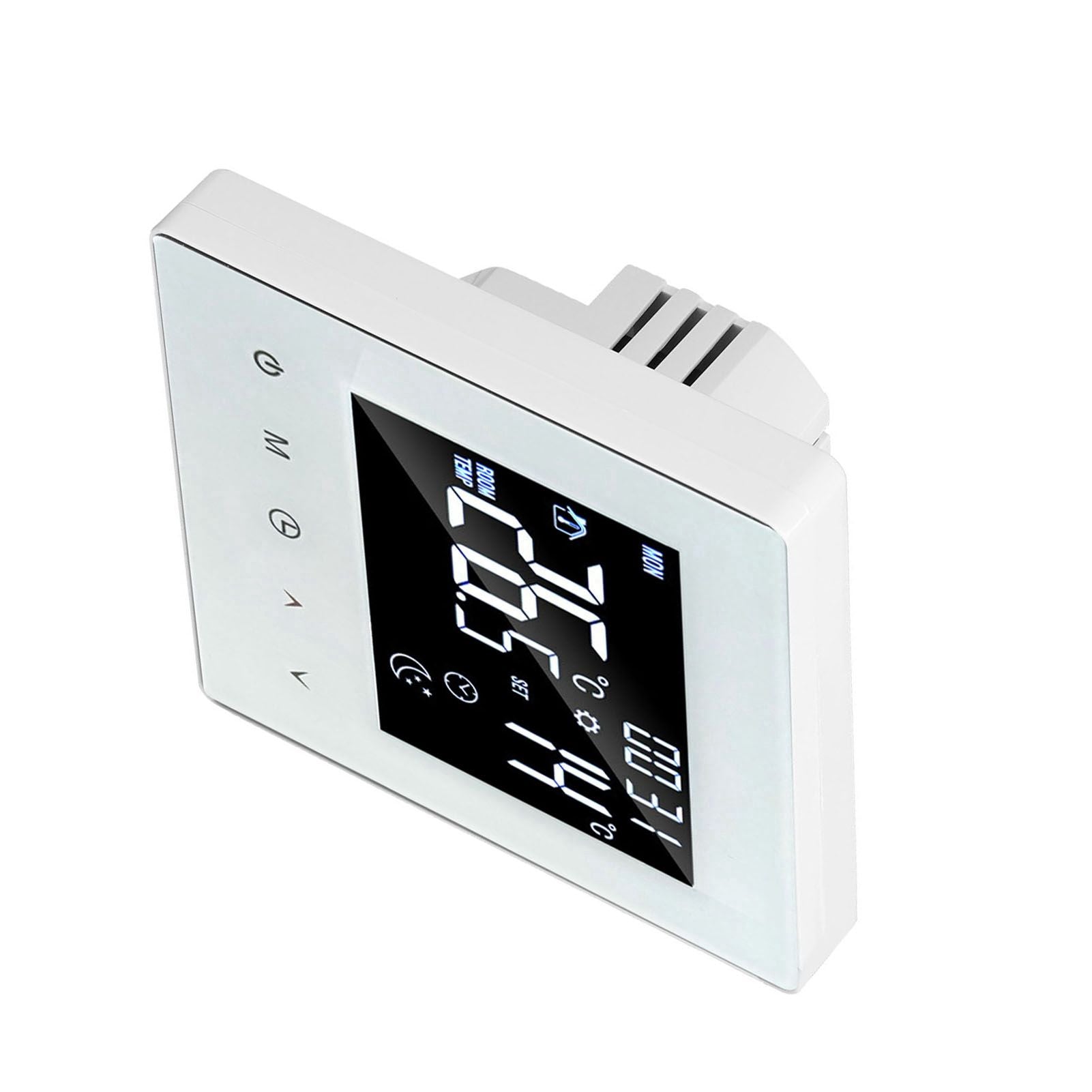 Digital Thermostat Screen Programmable Home Thermostat with 3 Meter Sensor Line for Electric Floor Heating Home Hotel Office AC90‑240V White Without WiFi