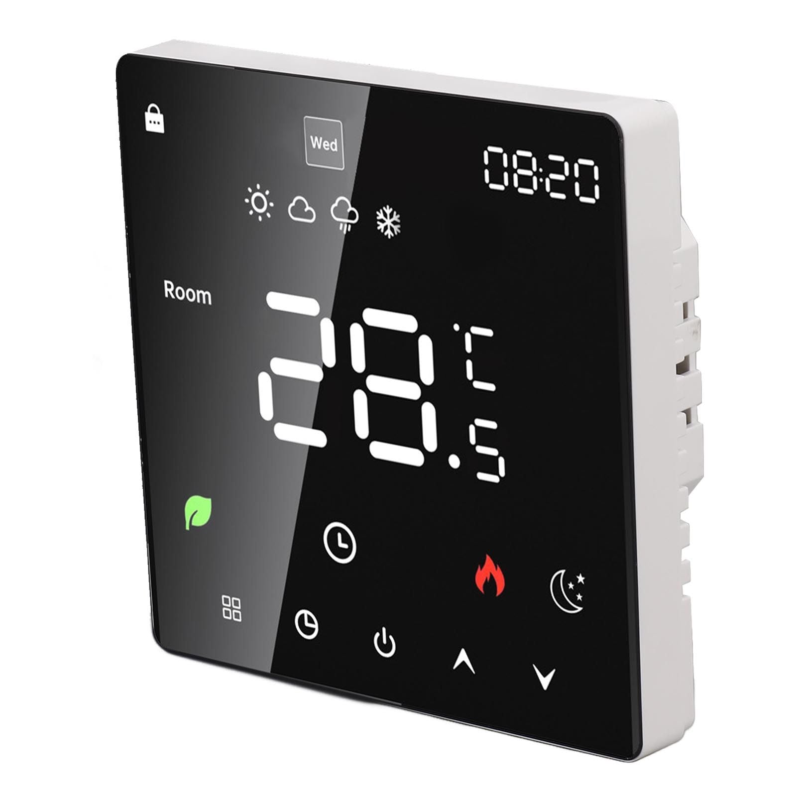 3A Digital Thermostat with LCD Display Smart Programmable Thermostat with Touchscreen Hydronic Boiler Thermostat AC 90V‑240V Without WiFi