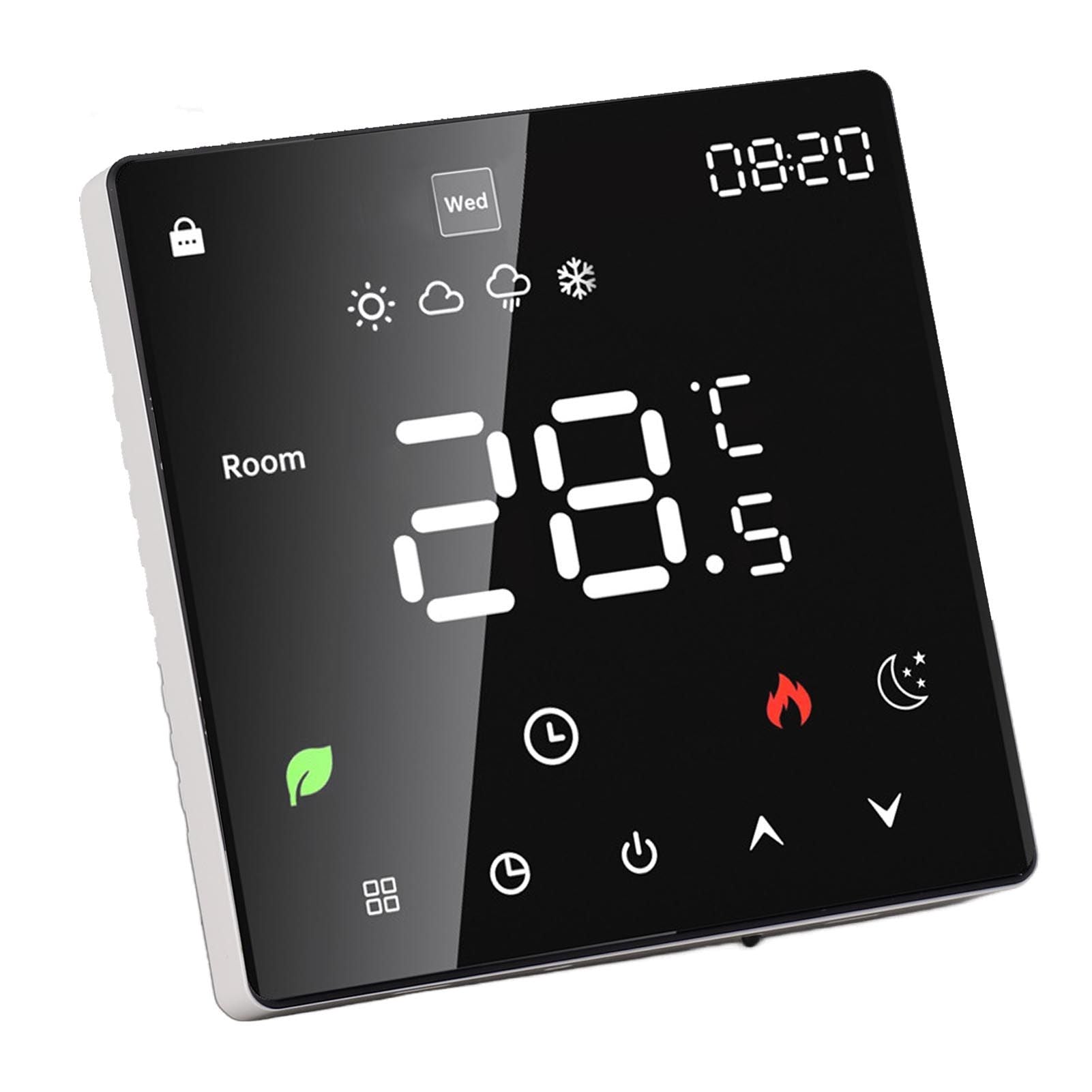 3A Digital Thermostat with LCD Display Smart Programmable Thermostat with Touchscreen Hydronic Boiler Thermostat AC 90V‑240V Without WiFi