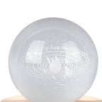6cm 3D Crystal Ball Luminous Clear Sculpture Round Astronomy Ball Miniature Sculpture Ball Night Light Solar System Crystal Ball