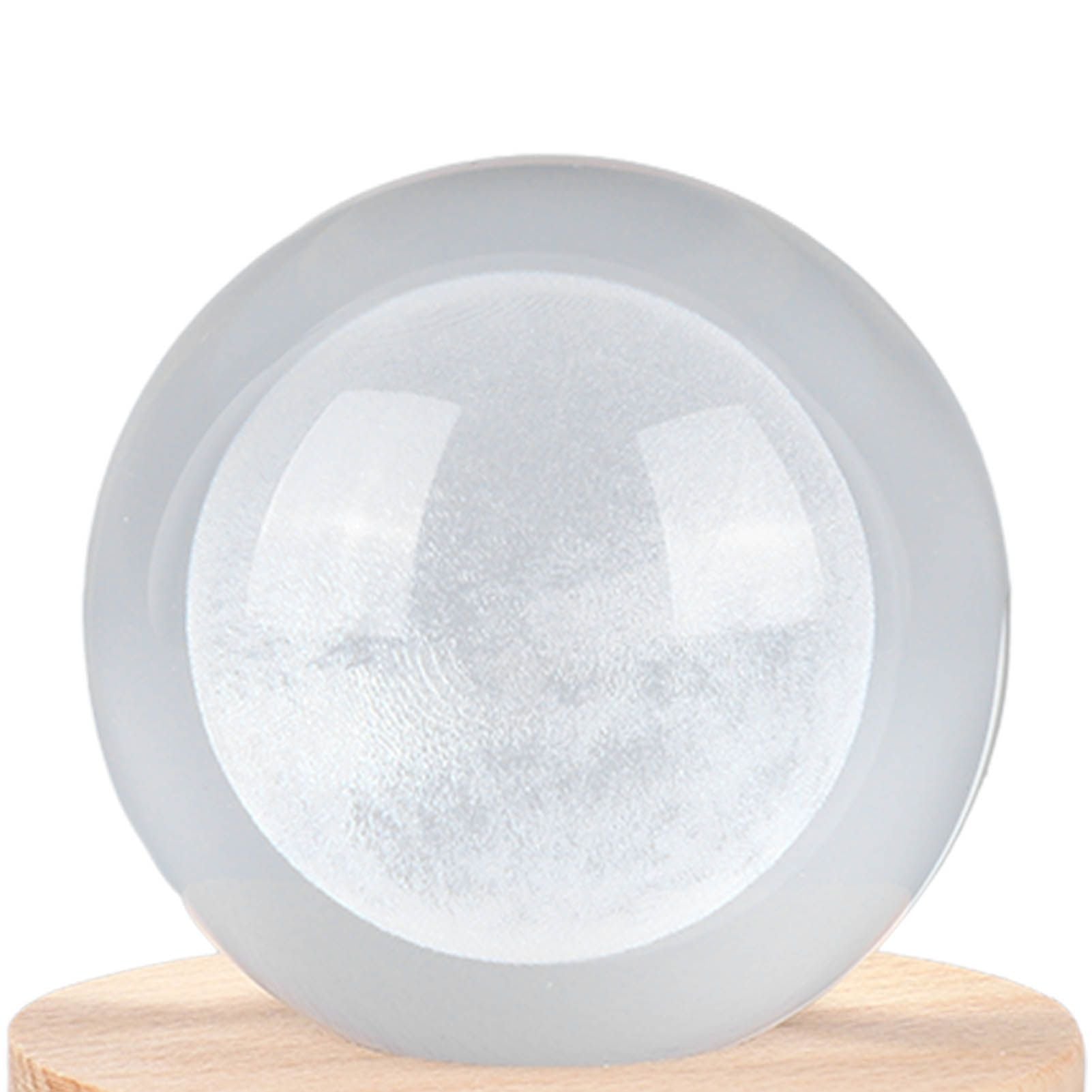 6cm 3D Crystal Ball Luminous Clear Sculpture Round Astronomy Ball Miniature Sculpture Ball Night Light Moon Crystal Ball