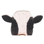 Cow Head Wearing Glasses Statues Wooden Decorative Cow Eyeglasses Display Stand Holder for Desktop Office