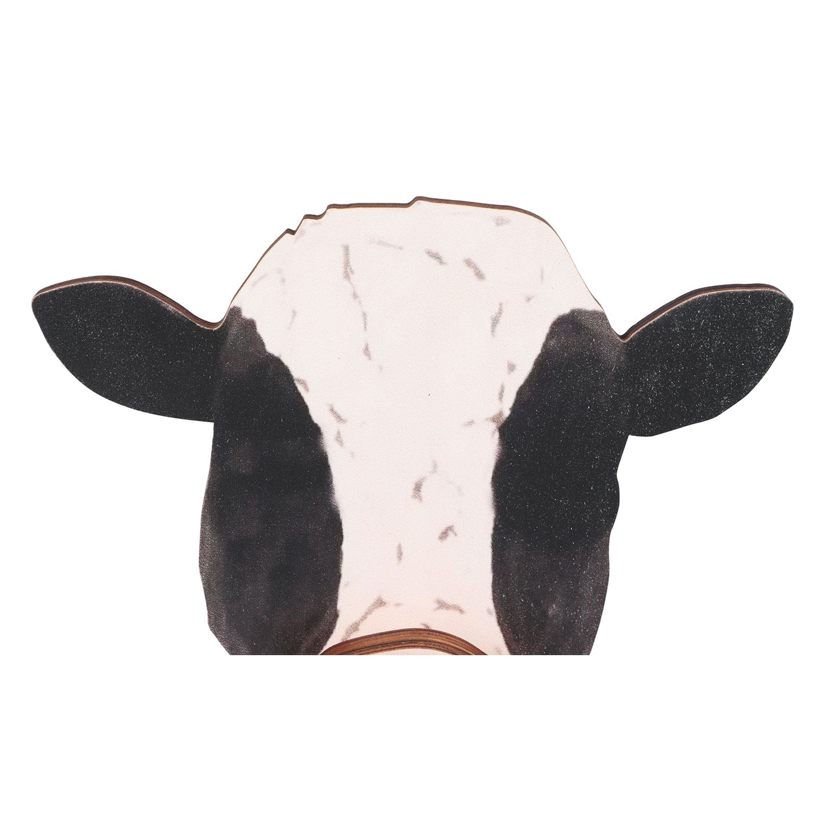 Cow Head Wearing Glasses Statues Wooden Decorative Cow Eyeglasses Display Stand Holder for Desktop Office
