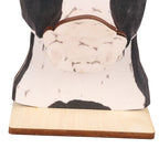 Cow Head Wearing Glasses Statues Wooden Decorative Cow Eyeglasses Display Stand Holder for Desktop Office
