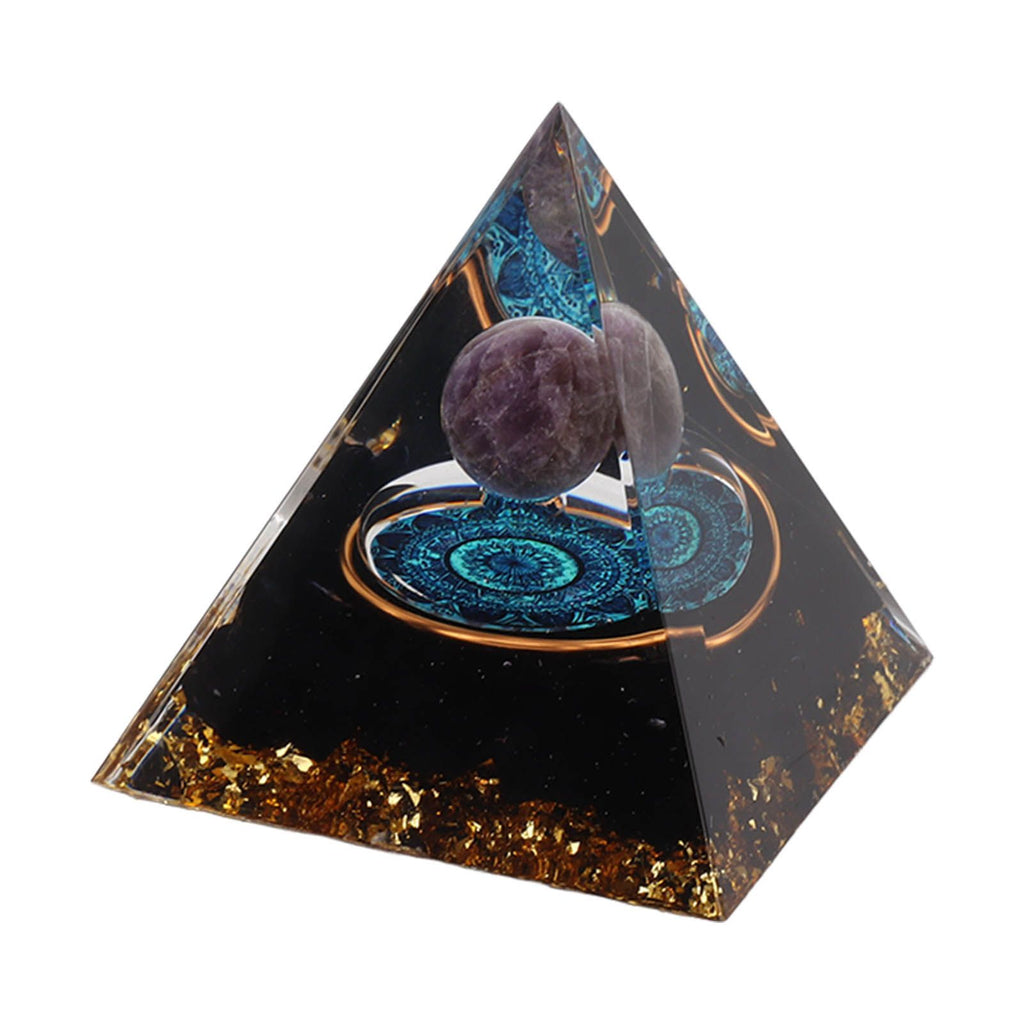 Crystal Epoxy Pyramid Decoration Hand Made 6cm Home Pyramid Desktop Ornament for Positive Energy