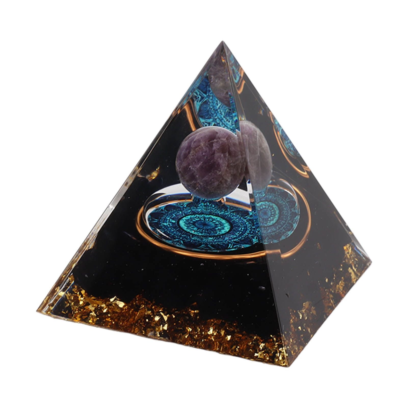 Crystal Epoxy Pyramid Decoration Hand Made 6cm Home Pyramid Desktop Ornament for Positive Energy