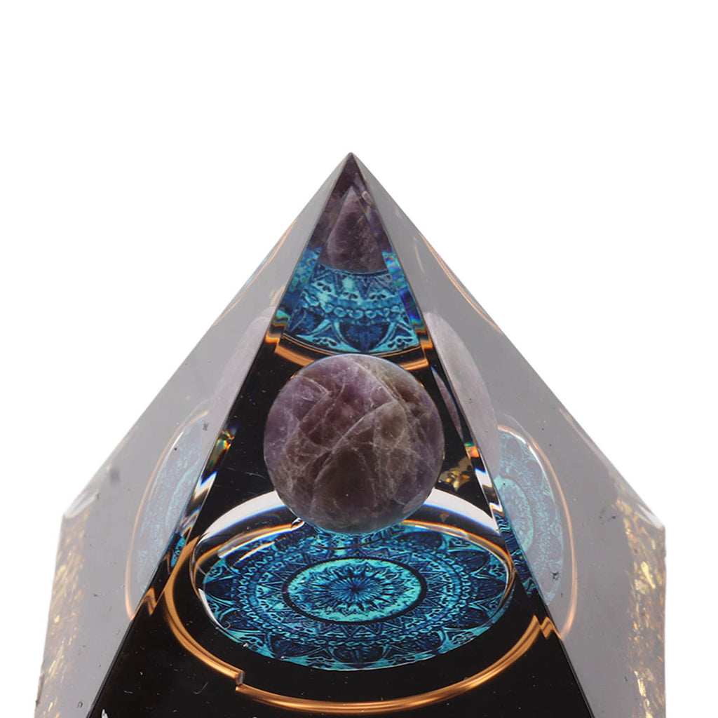 Crystal Epoxy Pyramid Decoration Hand Made 6cm Home Pyramid Desktop Ornament for Positive Energy