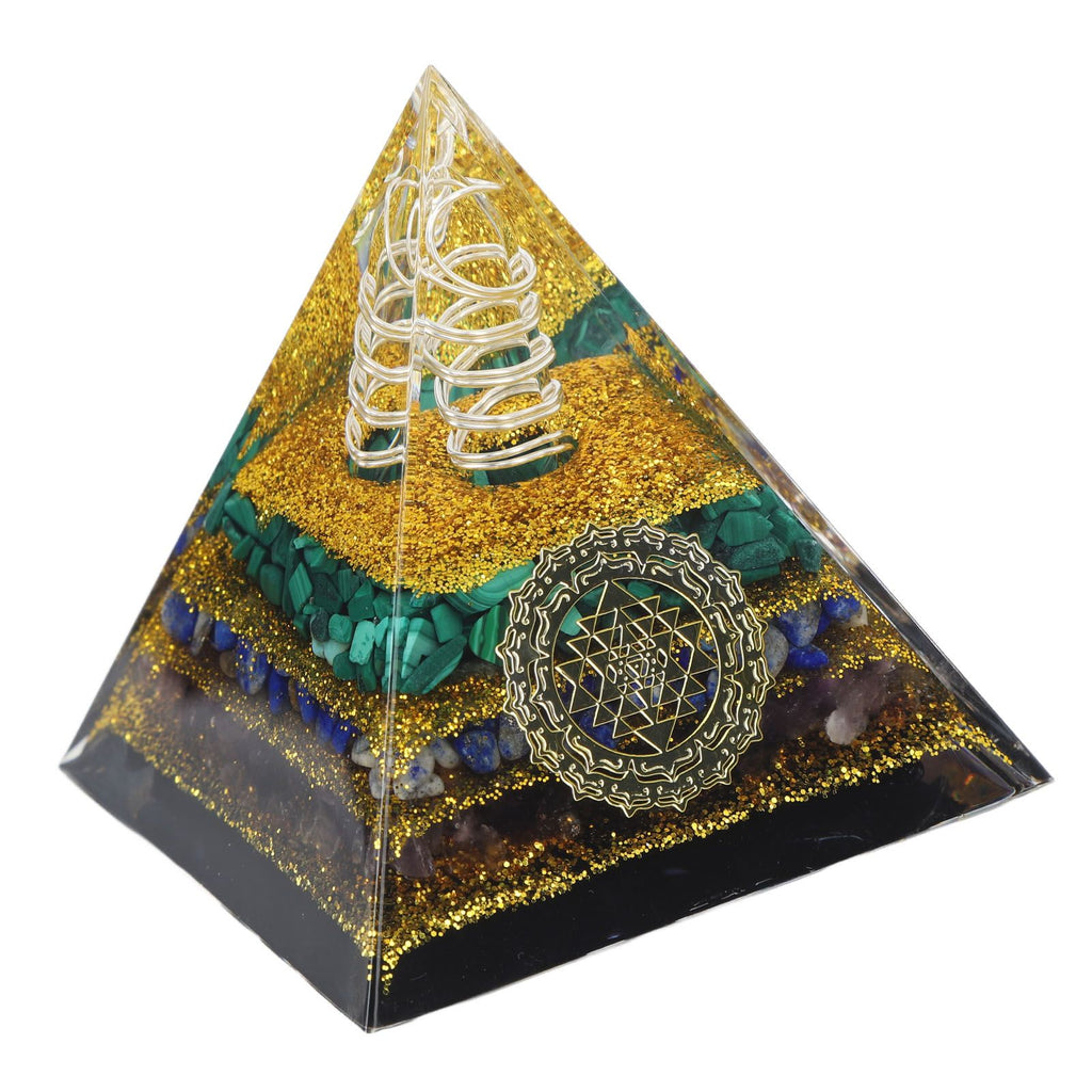 Crystal Pyramid Energy Generator Orgone Pyramid for Positive Energy Desktop Decoration Stress Reduce Healing Meditation Attract Wealth Lucky 6cm