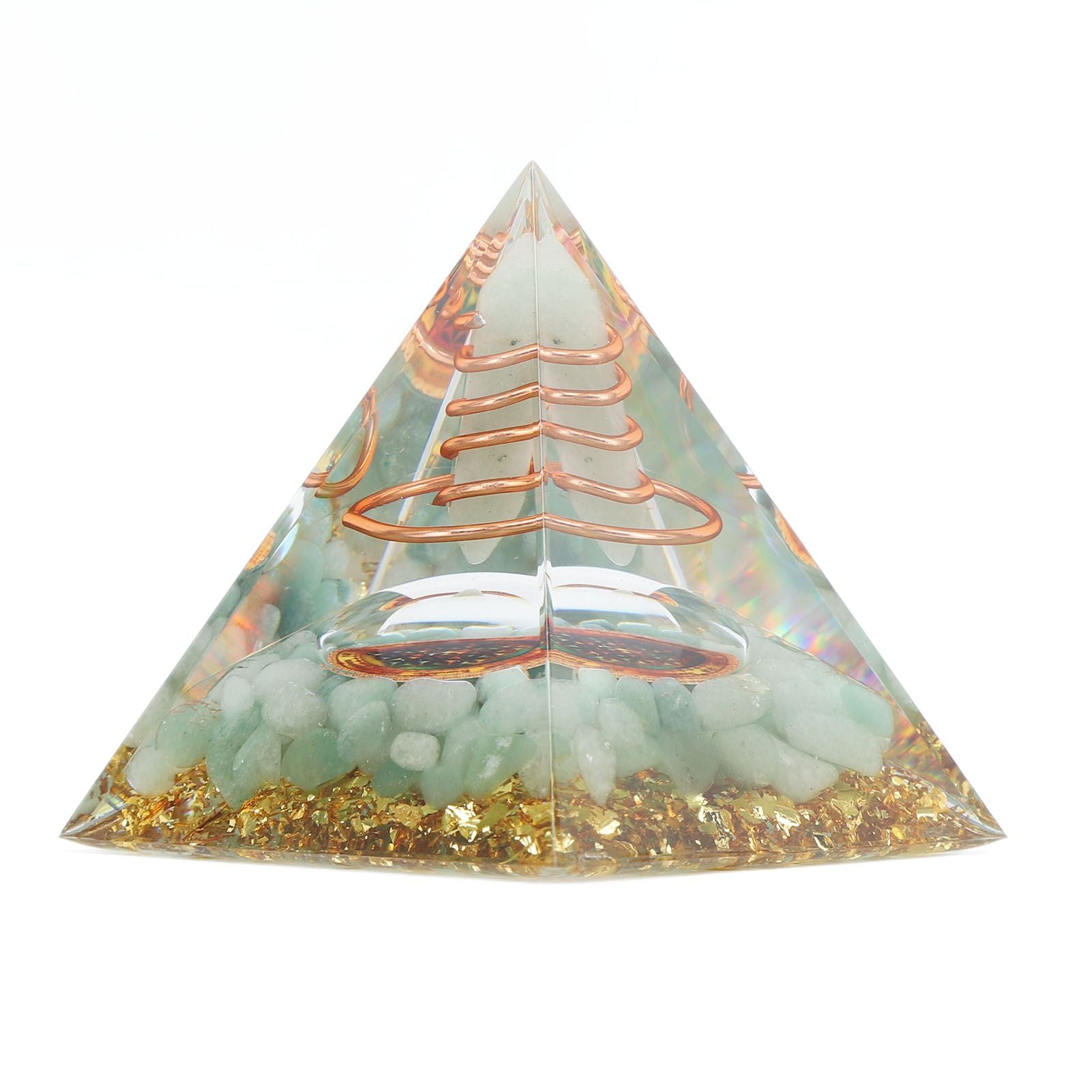 Orgonite Pyramid Crystal Energy Generator 6cm Stone Copper Handmade Pyramid Decor for Positive Energy Meditation