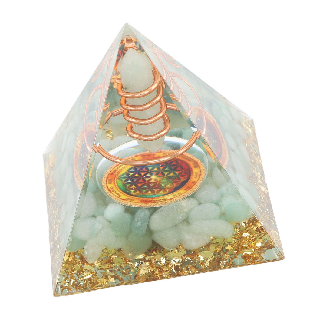 Orgonite Pyramid Crystal Energy Generator 6cm Stone Copper Handmade Pyramid Decor for Positive Energy Meditation