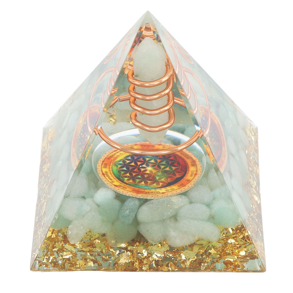 Orgonite Pyramid Crystal Energy Generator 6cm Stone Copper Handmade Pyramid Decor for Positive Energy Meditation