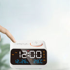 Alarm Clock Radio Multifunctional LED Music Timing Rechargeable FM Radio Alarm Clock for Home White